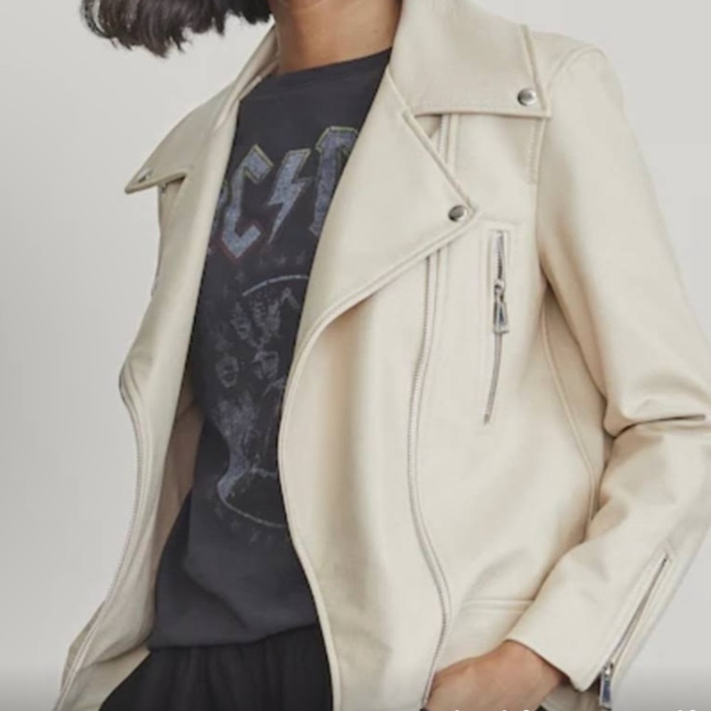 Elizabeth and James Cream Leather Jacket